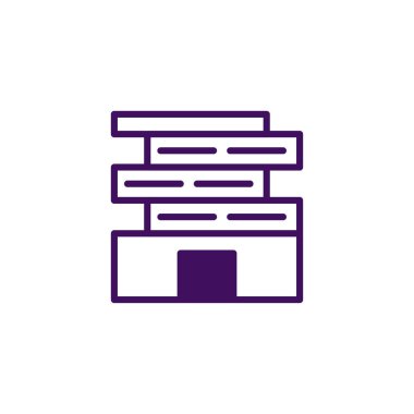 Temiz ve modern bir tasarım, mor çizgilerden oluşan geometrik bir yapı sergiliyor. Bu basit illüstrasyon, arka plan veya görsel için ideal istiflenmiş bir yapı biçimi sunar.