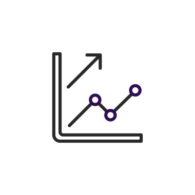 Zarif, minimalist bir çizim, büyüme ve ilerlemeyi sembolize eden, yükselen bir grafiği temsil ediyor. İş sunumları, mali raporlar veya olumlu performans sergilemek için ideal