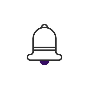 Temiz bir taslak ve belirgin mor aksanlı bir uyarı çanının minimalist bir illüstrasyonudur. Bu grafik dijital arayüzdeki uyarıları, anımsatıcıları veya güncellemeleri temsil eder,
