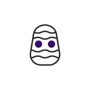 Şekillendirilmiş bir mumya ikonu siyah bir taslak, dalgalı bandajlı bir doku ve çarpıcı mor gözlere sahiptir. Grafik basit ve anımsatıcı. Cadılar Bayramı 'nı ve ürkütücü mevsimsel temaları temsil etmek için ideal.