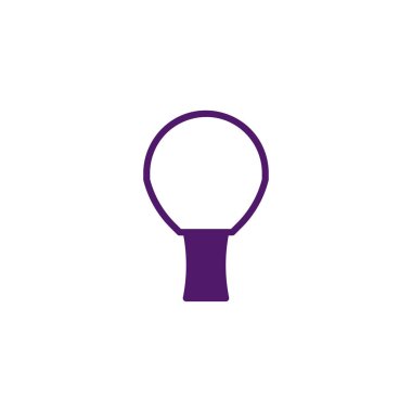 Görüntü, parlak mor bir ampulün minimalist bir kabartmasını gösteriyor. Basit tasarım, aydınlanma, yenilikçi düşünme ve modern soyut tarzda parlak çözümler ile iletişim kurar. Şey...