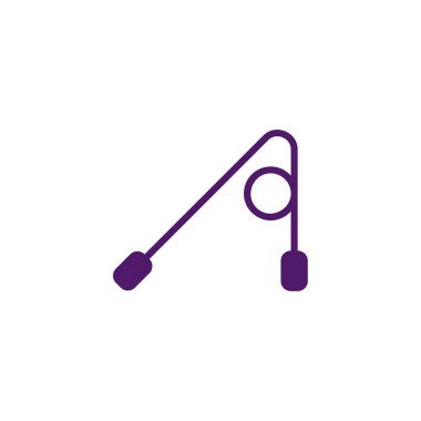 El değmemiş beyaz bir arka planda izole edilmiş canlı bir mor atlama ipi sahnenin ortasında yer alıyor. Bu minimalist vektör çizimi fitness, atletizm ve aktif yaşam özünü yakalar..