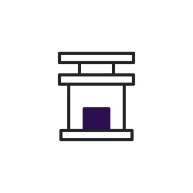 Minimalist bir şömine ikonu, soğuk kış aylarında sıcaklık, ev ve çatırdayan ateşin rahatlığını çağrıştırır. Basit tasarımı, rahat içleri ve tatilleri sembolize etmek için idealdir.