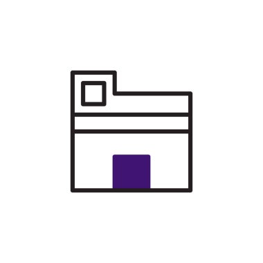 Görüntü, siyah çizgili minimalist bir tasarım ve modern ve geometrik olarak esinlenmiş bir yapıyı anımsatan mor bir kareyi tasvir ediyor. Bu resim