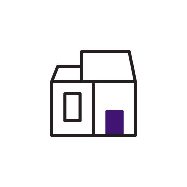 Şeklini özetleyen temiz, geometrik çizgilerle tanımlanan bir evin asgari çizimi. Basit bir mimari estetik tasvir ediyor, şekil ve yapıyı vurguluyor, evi ve