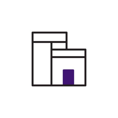 Bir yapının basitleştirilmiş geometrik çizimi, temiz ve modern bir tasarım sunar. Görüntü mimari diyagramlar, inşa planlarının görsel temsilleri veya bir