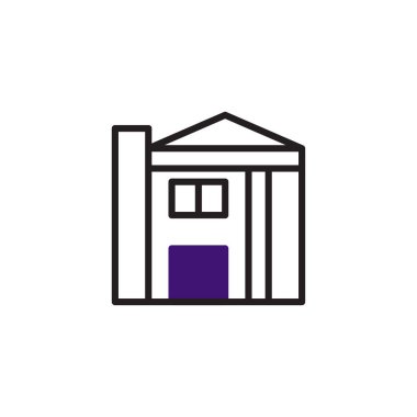 Basit çizgiler ve geometrik şekillerle temsil edilen bir hükümet binası cephesinin minimalist bir çizimi. Temiz tasarım, mimari varlığın özünü yakalar. Bina olduğu gibi duruyor.