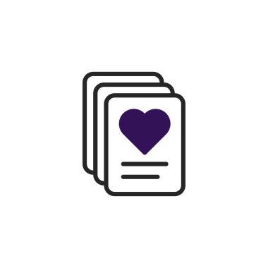 Asgari düzeyde bir aşk kartı ikonu, dizilmiş şablonlar üzerinde basit bir kalp şekli gösterir, sevgi, mesaj, selamlama, davetiye, sevgililer günü ve romantizmi önerir. Bu grafiksel tasvir...