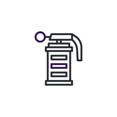 Cesur çizgiler ve sadeleştirilmiş bir taslak içeren stilize edilmiş bir sis bombası illüstrasyonu. Tasarım, bir tehlike, askeri teçhizat ve taktik operasyonları minimalist bir şekilde iletiyor. Çok yönlü.