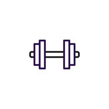 Minimalist bir illüstrasyonda, beyaz arka planda temiz ve koyu mor çizgiler çizilmiş bir halter sergilenir. Bu görüntü fitness, egzersiz ve sağlıklı bir yaşam tarzı arayışı temaları çağrıştırır..