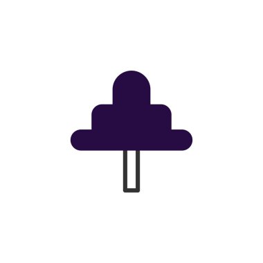 Basitleştirilmiş ve stilize edilmiş bir grafik, basit geometrik formları kullanan, sade bir arkaplana karşı mor renkle çizilmiş, simgeler, logolar veya tasarım elementleri için kusursuz, temiz ve modern