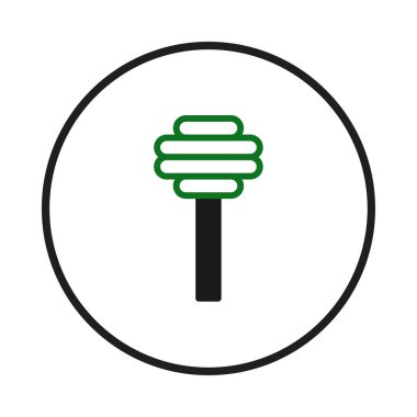 Dairesel bir çerçevede stilize edilmiş arı kovanını tasvir eden minimalist bir grafik simgesi. Tasarım, doğa, sürdürülebilirlik ve bal üretimini çağrıştırıyor. Temiz çizgiler ve zıt renkler