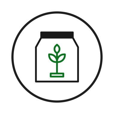 Gösterişli, minimalist bir illüstrasyon, bir torba gibi görünen, çevresel farkındalık ve sürdürülebilir tarım kavramlarından filizlenen bir bitki sunar. Temiz çizgiler ve yeşil