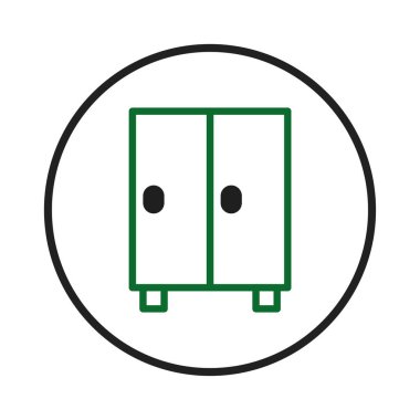 Bu basit, modern bir gardırop tasarımının net bir vektör grafik çizimi. İç tasarım, mobilya ve evle ilgili web siteleri, sunumlar veya yazılı materyaller için uygundur.