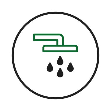 Duş başlığını temsil eden ve su damlacıklarını salan basit bir grafik ikonu. Bu temiz ve modern illüstrasyon temizlik, hijyen ve su koruma duygusunu çağrıştırıyor. Terfi için ideal