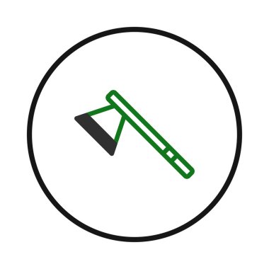 Basit bir tarımsal aletin tasviri, çapa, yeşil saplı ve keskin, koyu metalik bir bıçakla tasarlanmış. Basit, grafik vektör görüntüsü el emeğinin ve geleneksel çalışmanın özünü yakalar.