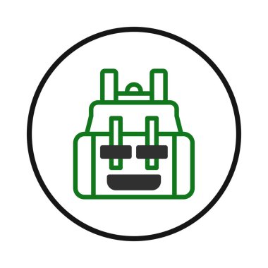 Modern, minimal bir ikon stilize edilmiş bir sırt çantası sergiliyor. Macera, seyahat ve keşfi temsil eder, logolar, grafik tasarımlar veya açık hava aktiviteleri için mükemmeldir. Basit tasarım...