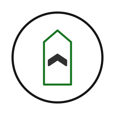 Bir minimalist geometrik soyutlama dairesel bir çizginin içinde sınırlandırılmış bir şekil içinde bir simge motifi sunar. Bu stilize tasarım, modern bir estetiği çağrıştıran yön ve ilerlemeyi gösteriyor.