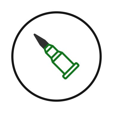 Şekillendirilmiş grafiksel yorumlama, tek bir merminin kesin bir çember içinde, askeri gücü ve stratejik savunmayı sembolize ettiğini gösteriyor. Tasarım, çağdaş silah kavramını aktarıyor.