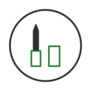 Bir kozmetik aplikatörünün minimalist bir grafiği, muhtemelen göz kalemi ya da benzeri bir makyaj için sunulmaktadır. Tasarım temiz çizgiler ve sınırlı renk paleti içerir, zarif ve