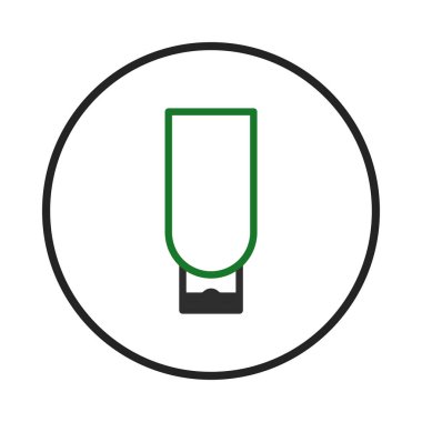 Beyaz bir arkaplanda dairesel bir çerçeve içinde bir flaş bellek içeren ana hatlı bir tasarım. Yeşil ve siyah renkler modern bağlantıyı somutlaştıran veri depolama ve transferini vurgular ve