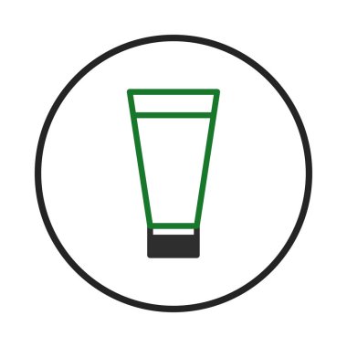 Aerodinamik bir vektör illüstrasyonunda daire içinde temiz çizgiler ve modern minimalizmi vurgulayan bir tüp simgesi sergileniyor. Bu grafik tasarım basitlik gerektiren tasarımlar için idealdir,