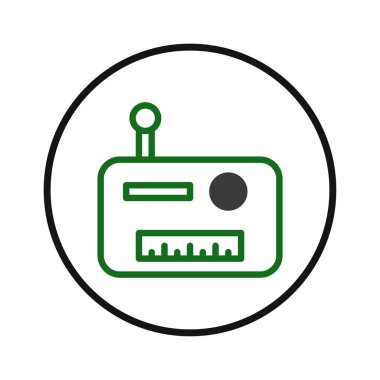 Klasik bir radyonun sadelikle hazırlanmış temiz ve stilize edilmiş bir örneği. Tasarım nostaljiyi modern bir estetik ile dengeliyor, iletişim temalarını temsil etmek için ideal, retro