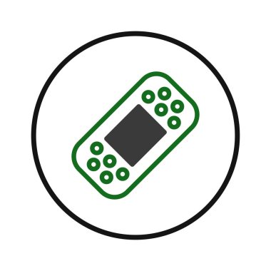 Basitleştirilmiş bir grafik, temel ilk yardım ve bakım çözümlerini temsil eden ortak bir yapıştırıcı bandajı göstermektedir. Sağlık desteği, sağlık, koruma ve acil yaralanmayı sembolize eder.