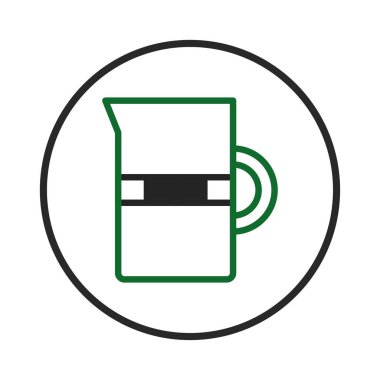 Tarzlı bir vektör illüstrasyonunda, sapı ve siyah yatay şeridi olan yeşil çizgili bir su sürahisi sergilenir. Bu minimalist grafik içecekleri, mutfak malzemelerini ve...