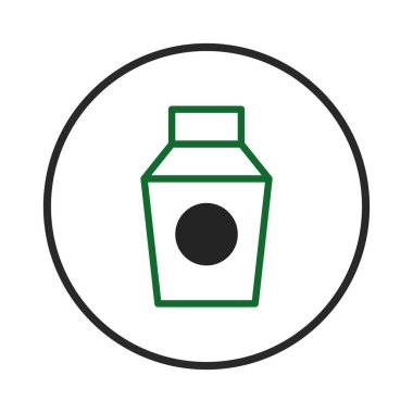 Çemberin içine gizlenmiş minimalist bir şişe taslağı. Bu tasarım organik ürünleri çağrıştırıyor ve kendini sağlığa adıyor. Yeşil renk doğal elementlere işaret ediyor, taze ve yeni bir...