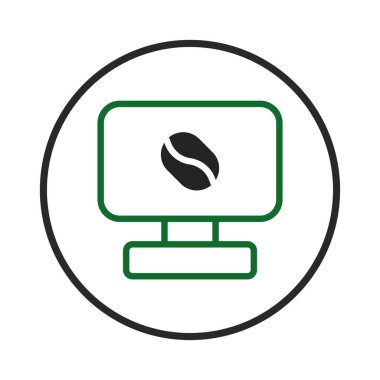 Bu gevrek görüntü şık, koyu kahve çekirdeğini yeşil çizgili bilgisayar monitöründe sergiliyor. Tanımlanmış dairesel bir çerçeve içinde kapsülleştirildiğinde,