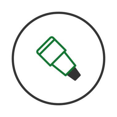 Beyaz bir zemin üzerine kurulmuş ve karanlık bir çember tarafından çerçevelenmiş yeşil çizgili bir teleskobun minimalist bir illüstrasyonu bilimsel takip, keşif ve bilgi arayışı