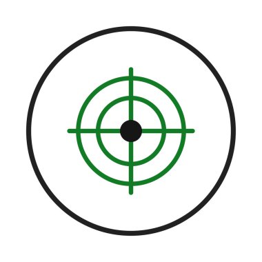 Bir minimalist grafik sunumu bir hedef gösterir, doğruluğu, odaklanmayı ve hassasiyeti vurgular. Tasarım, siyah bir hedef tahtası etrafında yeşil bir çapraz gölgeye ve eşmerkezli dairelere sahiptir.