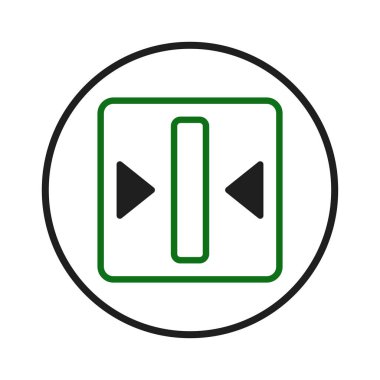 Bu simge yeniden boyutlandırma kapasitesini temsil ediyor. Bir karenin içindeki dikdörtgen merkezini gösteren iki ok var. Görsel metafor ayarlama ve boyut değişimi gerektirir, ideal