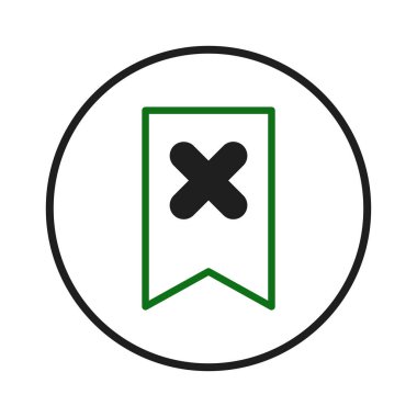 Basit ve modern vektör illüstrasyonunda kendine özgü silme haçı olan minimalist bir yer imi simgesi var. Web tasarımı, uygulama arayüzleri ve açık ve özlü sunumlar için ideal