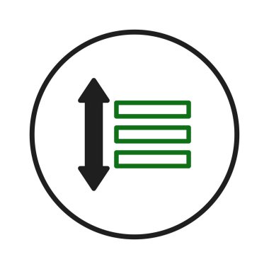 Kullanıcı arayüzleri için sıralama ve düzenleme işlevselliğini gösteren bir simge. Okların varlığı içeriği düzenleme ve öncelik verme, sistem veri yapısını vurgulama ve