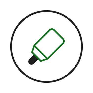 Basit ve temiz bir ikon stili çizim buzlu şeker gösteriyor. Buzlu çubuk yeşil bir renkle özetlenir, siyah bir çubukla, koyu siyah bir çemberin içinde, modern bir dokunuş sunar.