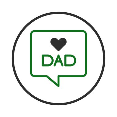 Babalığa adanmış, bir kalp ve konuşma balonunun içindeki 