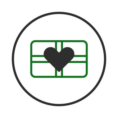 Hediye kutusunun üzerinde kalp sembolü olan basit bir vektör çizimi hediye vermekle ilgili sevgi ve duyguyu temsil ediyor. Görüntü temiz çizgiler ve bir minimalist içeriyor.