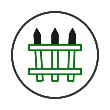 Bir minimalist amblem, güvenlik koruması ve tanımlamasını simgeleyen dairesel bir sınır içinde yeşil ve siyah bir çit tasarımı içerir.