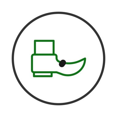 Çember dizaynında bir ayakkabının stilize grafiksel temsili. Çeşitli tasarım projeleri, logolar ya da tasarımlar için uygun, dekoratif bir şekilde temiz hatlara sahip basit bir ayakkabı simgesi