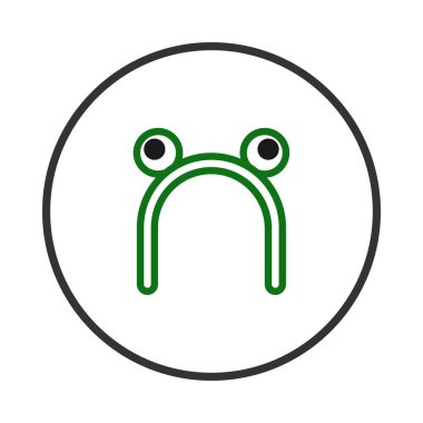 Yeşil kurbağa saç bandının sevimli ve minimalist bir tasviri. Oyuncak bir cazibe katmak için ideal. Bu temiz ve zarif tasarım çeşitli yaratıcı projeler için mükemmeldir.