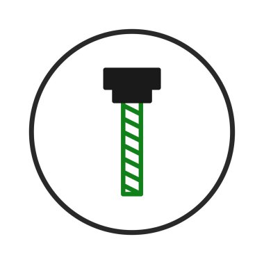 Tamamen zıt bir görüntü, bir vidanın minimalist bir simgesini tasvir eder. Tasarım kalın bir daire içinde düz renkler ve temiz çizgiler kullanır. Siyah ve yeşil renkler bu resme güçlü bir sanayi olanağı sağlar.