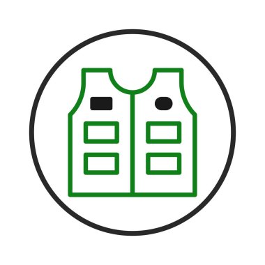 Cepleri olan bir yeleğin ikonik görüntüsü, açık hava işleri ve güvenlikle ilgili bir giysi, hazırlık ve yararlılığı simgeliyor. Koruyucu giysi gerektiren meslekleri temsil eder, vurgular