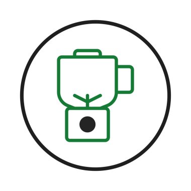 Daire içine alınmış basit bir mutfak blendırı çizimi. Bu simge sağlıklı yeme, pişirme ekipmanlarını ve yemek hazırlığını temsil ediyor. Sağlıkta, sağlıkta ve sağlıkta kullanım için ideal.