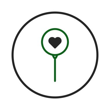 Minimalist bir grafik simgesi, temiz bir arkaplan karşısında koyu renklere bürünmüş bir kalp sembolü sunar. Sevgi ve özen duyguları uyandırır. Aşkı sembolize eden bir kompozisyon tasarım elementi.