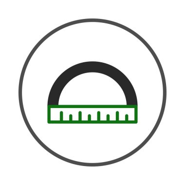 Geometrik açıölçer çizimi bir çemberin içindeki temiz beyaz zemin üzerine kurulur. İletki tasarımı hassas çizgiler içerir, ve ince renk aksanları, görsel olarak çekici bir şey yaratır.
