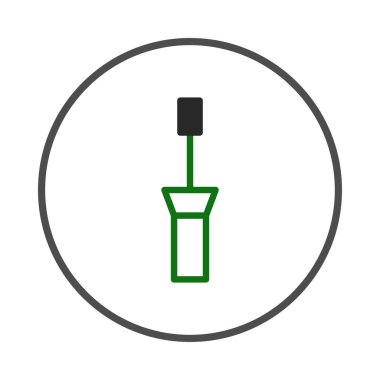 Basit bir illüstrasyon dairesel çerçeve içinde gösterilen bir rimel fırça aplikatörünü gösterir. Grafik, siyah ve yeşil renkler kullanılarak özet biçiminde oluşturulmuştur. Tasarım minimalizm yayar..