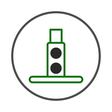 Bu, siyah bir daire içinde iki dairesel penceresi olan stilize edilmiş yeşil bir kuleyi gösteren soyut bir grafik çizimi. Minimalist tasarımı ve tecrit edilmiş doğası onu ideal hale getiriyor.