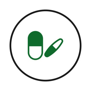 Tıbbi kapsülleri temsil eden minimalist bir simge, ilaç çözümlerini sembolize eder. Temiz tasarımı, sağlık, tedavi ve sağlıkla ilgili kavramları kolayca iletir.